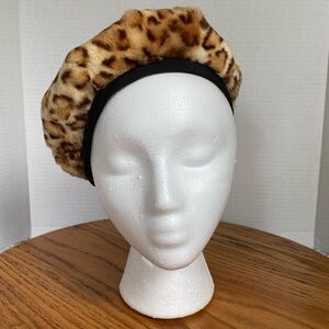 Vintage Leopard Beret Hat Soft Women French Style